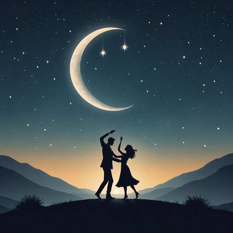 A composition capturing the tender touch of moonlight, with soft piano keys dancing like whispers between lovers, resonating harmony and peacefulness under the stars.