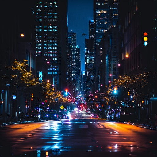 The composition captures the essence of a late-night drive through a glowing cityscape, with shimmering synths and pulsating rhythms creating a vivid auditory experience that feels both nostalgic and futuristic