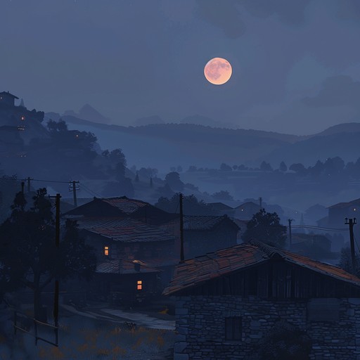 A serene instrumental chalga track capturing the tranquility of moonlit balkan villages with gentle melodies and soothing rhythms that calm the soul