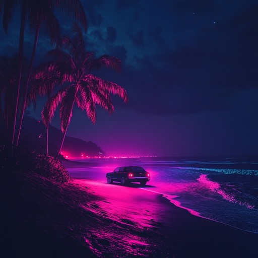 An energetic instrumental chillwave song featuring vibrant synthesizer melodies and driving beats, capturing the excitement of a nighttime drive along the neon lit coast.