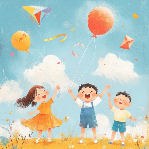 An uplifting instrumental nursery rhyme that captures the exuberant joy of children playing under the warm sunshine, with lively melodies and playful rhythms that evoke laughter and happiness.