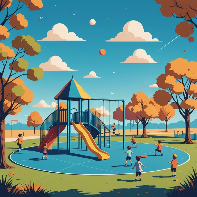 An instrumental track designed for children, featuring light, playful melodies that mimic a sunny day at the playground. The music ebbs and flows like children playing, creating a feeling of joy and freedom