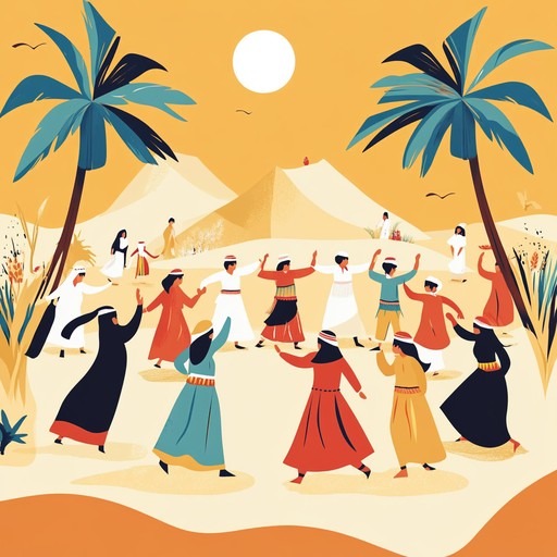 Experience an energetic celebration with vibrant middle eastern rhythms and instruments, creating an uplifting and festive atmosphere. This track encapsulates the joy and spirit of desert gatherings, making it perfect for scenes of celebration and dance.