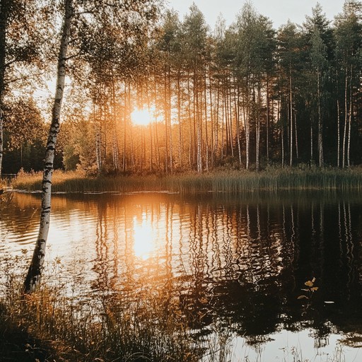 An instrumental suomipop composition that captures the warmth and serenity of the finnish countryside during sunset, blending gentle melodies with soothing rhythms to evoke feelings of nostalgia and peace.