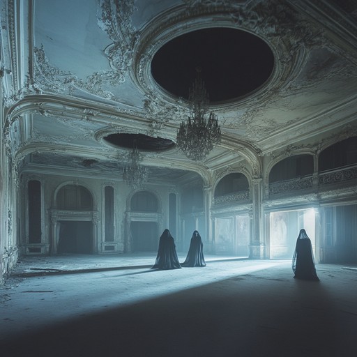 A chilling instrumental waltz capturing the eerie ambiance of a haunted ballroom at midnight. The piece features an ominous piano melody intertwined with a mournful violin, accompanied by dissonant harmonies and subtle atmospheric sounds, creating a hypnotic and unsettling experience