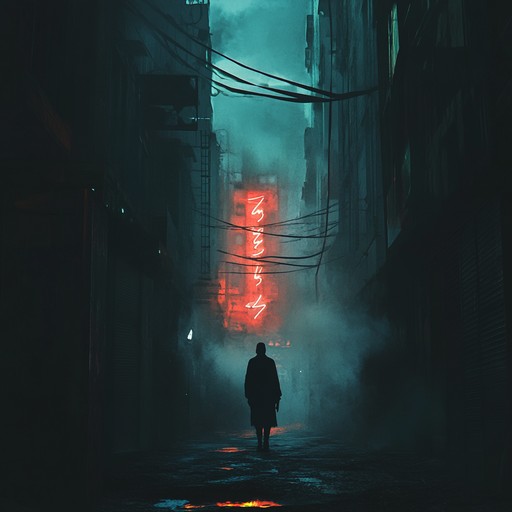 An instrumental drum n bass track featuring unsettling rhythms and eerie melodies that reverberate through empty alleys, conjuring a sense of unease and suspense as if navigating a deserted, shadow filled city at night.