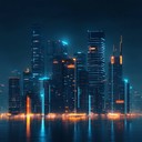 sophisticated cyberpunk tones within a futuristic city landscape