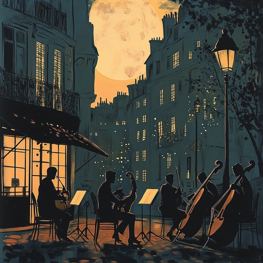 This instrumental captures the essence of 1920s parisian nightlife with its elegant piano driven melodies. The composition, enriched with minimalist percussion and occasional strings, evokes a theatrical and nostalgic atmosphere, reminiscent of an intimate cabaret in the moonlit streets of paris.