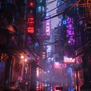 gritty cyberpunk soundscape with intense futuristic atmosphere beats