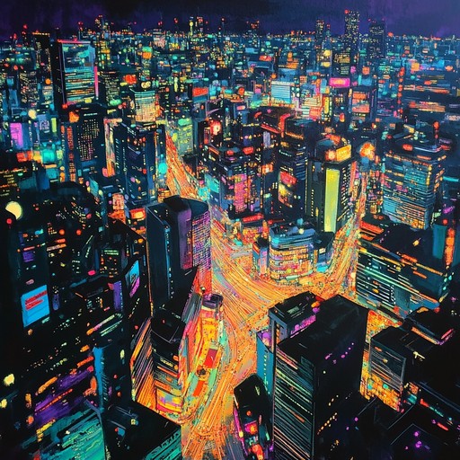 An aural journey beneath the city's glow, where rhythmic beats of a drum machine blend seamlessly with the nuances of night life, creating an electro synth narrative of urban aesthetics and nostalgia.