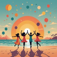 upbeat, vibrant party music with steel drum