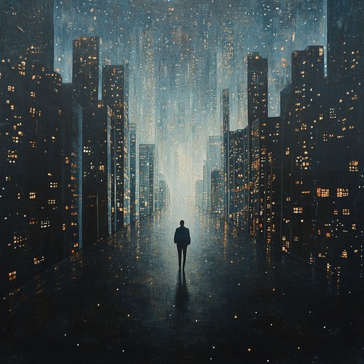 An ethereal soundscape featuring shimmering synths, evoking a melancholic late night solitude. Delicate glittering tones and haunting melodies create a reflective atmosphere reminiscent of starry skies filled with unspoken sorrow. The slow progression and subdued dynamics add to the emotional depth, making it ideal for moments of introspection and wistful yearning.