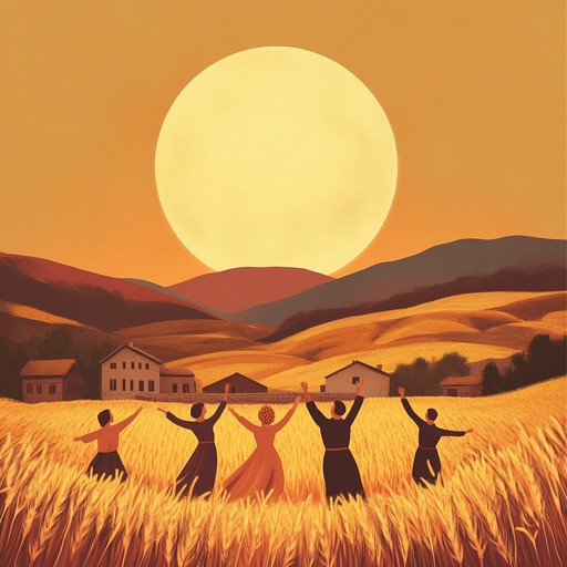 An exuberant folk composition with lively fiddle and guitar that paints a picture of villagers dancing under the moonlight, celebrating the harvest season. The tune is infused with celtic rhythms and melodies, creating a sense of unity and joy among the community. With its infectious energy, the song invites listeners to be part of the festive dance and feel the warmth of togetherness and prosperity.
