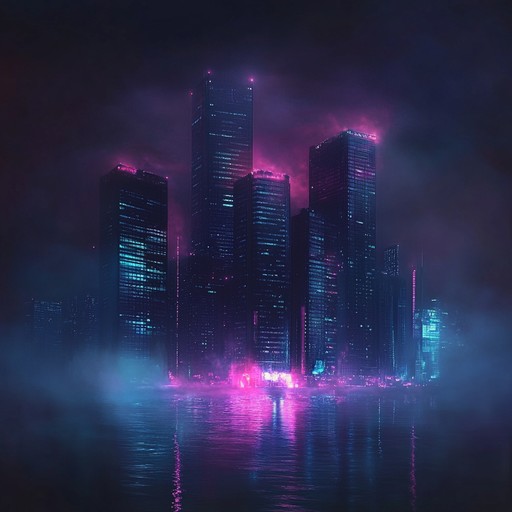 A menacing instrumental synthpop track featuring pulsating synths and eerie melodies that create a sense of suspense and darkness in a futuristic urban setting.