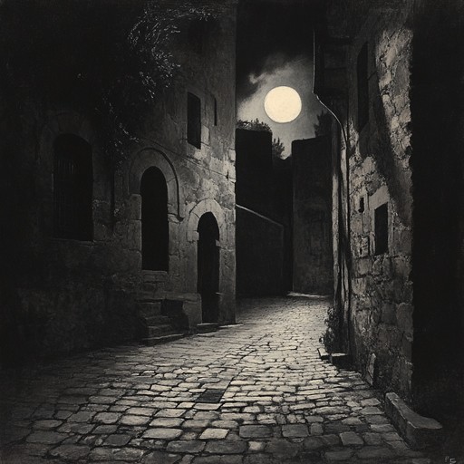 An instrumental piece that combines haunting clarinet melodies to evoke the eerie atmosphere of ancient jewish quarters under moonlight.