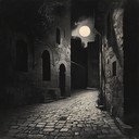 an eerie melody echoing through ancient jewish alleys at night