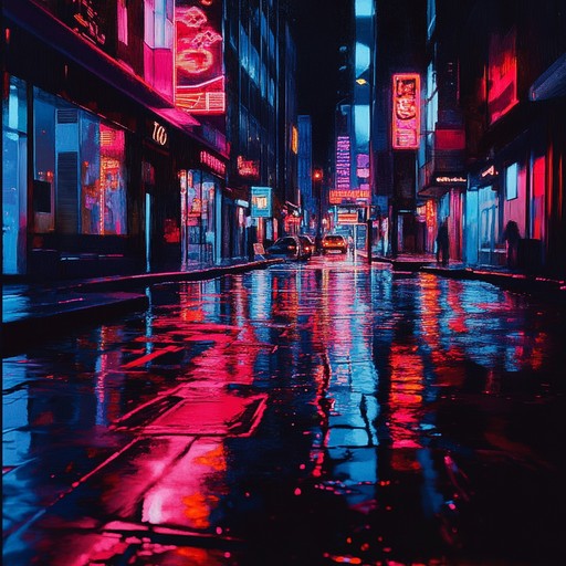 An instrumental lofi track with electric piano and city ambiance, capturing the confident feeling of exploring urban streets under glowing neon lights.