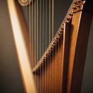 delicate, peaceful harp melodies over soft ambient waves