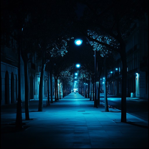 A haunting instrumental jazz composition that blends soulful melodies with unsettling undertones, capturing the eerie atmosphere of a deserted city street under flickering blue streetlights.