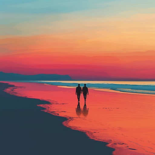 A soothing acoustic composition capturing the essence of a romantic walk on the beach at sunset. The melody flows gracefully, infused with the calming sounds of nature, creating a perfect backdrop for tender moments.