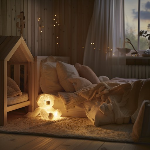 This lullaby paints a serene picture of an enchanted sleep world, guiding children to a restful night's sleep. The ethereal sound of the harp weaves magical melodies that gently sway like a lull in the night, providing a sense of safety and tranquility. The soft, soothing notes make it an excellent bedtime song, fostering a calming sleep environment.