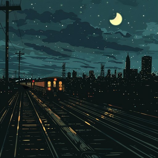 This track features a pulsating, rhythmic blues riff that mimics the relentless motion of a midnight train crossing through american landscapes. The music encapsulates the essence of a journey through the heartland, combining traditional blues elements with a sense of motion and urgency. An electric guitar takes the lead, delivering both melodic clarity and gritty textures that call to mind images of the railroads, city lights flickering in the distance, and the solitude of travel.