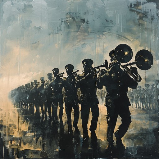 An instrumental track with dominant brass sections and militant percussion, creating a sense of fierce struggle and relentless energy suitable for battle scenes.