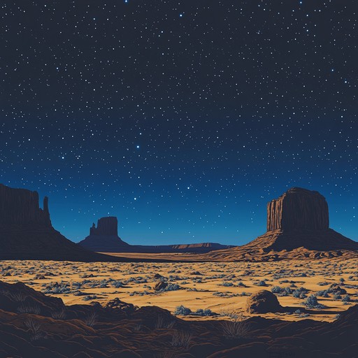 A haunting and ethereal steel guitar composition, capturing the vastness and mystery of a desert at night. The gentle strings reverberate like a calm breeze over sand dunes, evoking a sense of solitude and introspection.