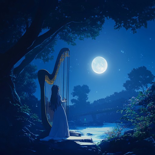 A calming, ethereal track that whisks listeners away to a tranquil anime night filled with captivating melodies and serene harmonies, evoking feelings of enchantment and peace