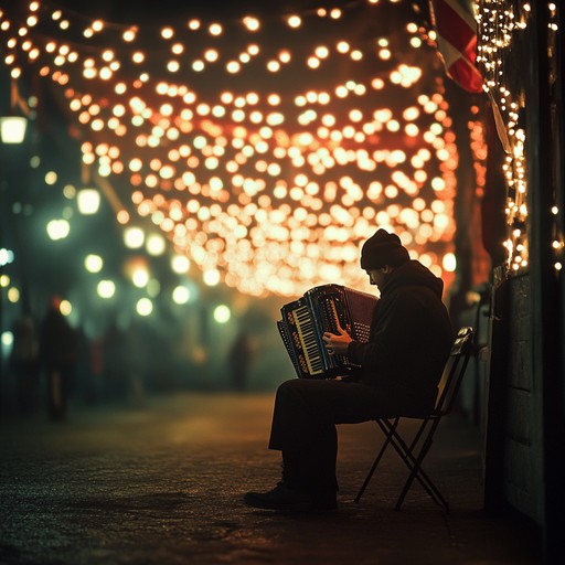 Experience a hauntingly beautiful blend of traditional carnival rhythms with a deeply emotional and melancholic twist. The pensive accordion melodies intertwine with an evocative soundscape that transports listeners to a nostalgic and bittersweet celebration under the stars.