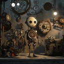 unsettling mechanical tunes create tense, whimsical instrumental journey.