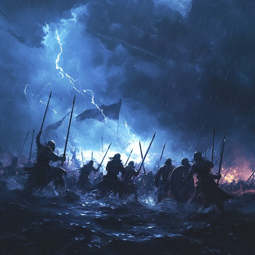 An exhilarating orchestral composition that captures the ferocity and grandeur of a monumental battle between colossal forces. The piece builds tension with powerful strings, thunderous percussion, and soaring brass, immersing the listener in the heat of conflict.
