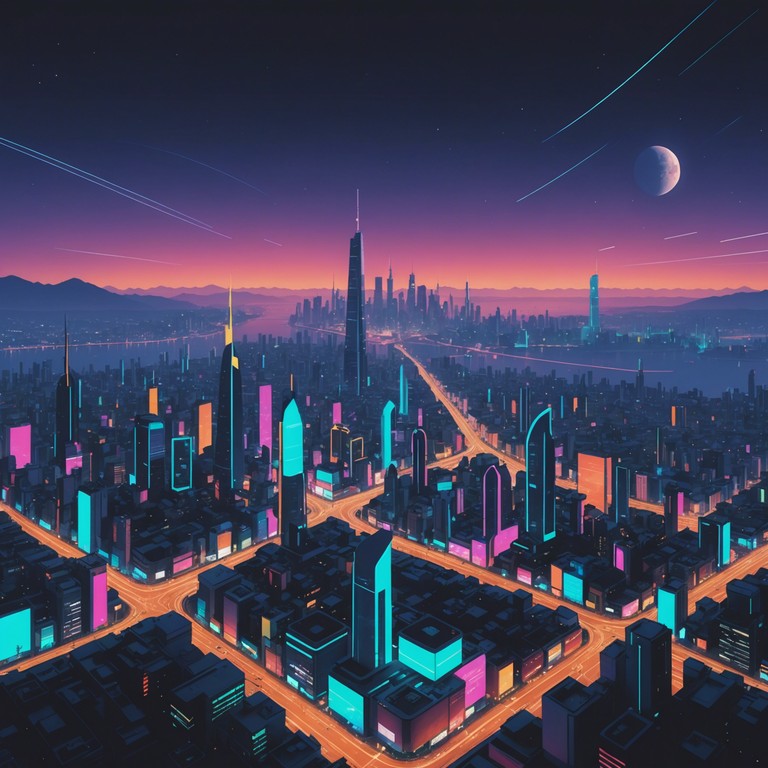Delve deeper into the vibrant energy of neon lights and the pulsating rhythm of the city at night. This alternative take enhances the dreamy synth sounds with more dynamic techno beats, creating an even more immersive auditory experience that feels like dancing atop skyscrapers under the stars.
