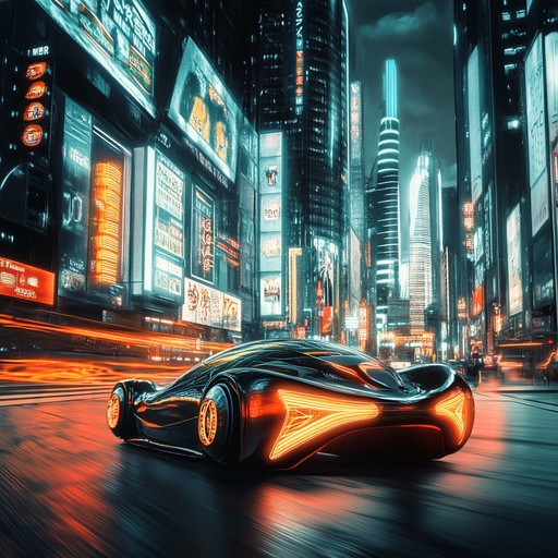 A vibrant and fast paced instrumental that combines energetic synth melodies with driving beats, capturing the thrill of racing through a futuristic city illuminated by neon lights.