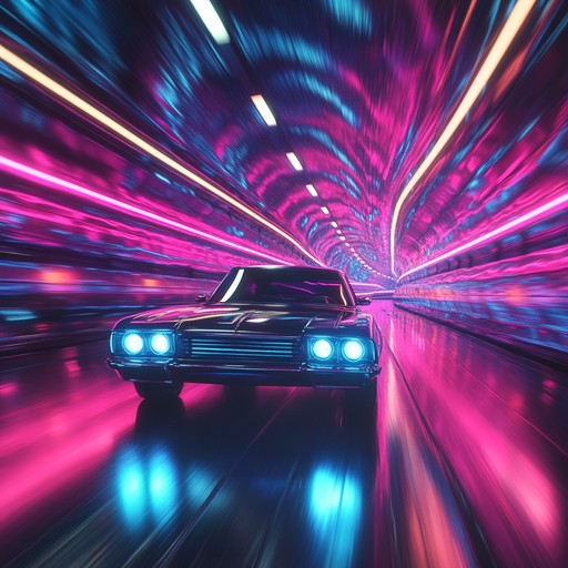 Smooth and intricate synth arrangements painting a reflective urban night drive on neon lit streets of a retro futuristic city