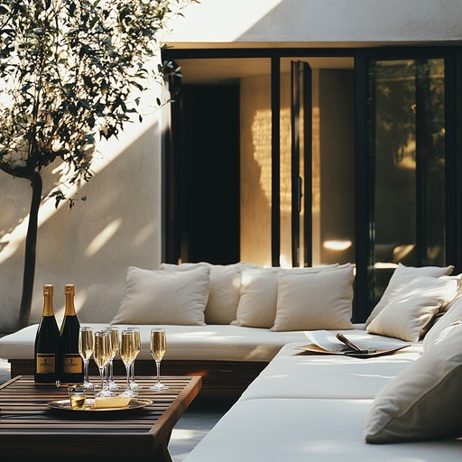 Delight in effervescent rhythms and sophisticated melodies, creating an atmosphere of joyful celebration and elegant relaxation. This torch lounge piece is perfect for cocktail hours or leisurely lounging in stylish surroundings.