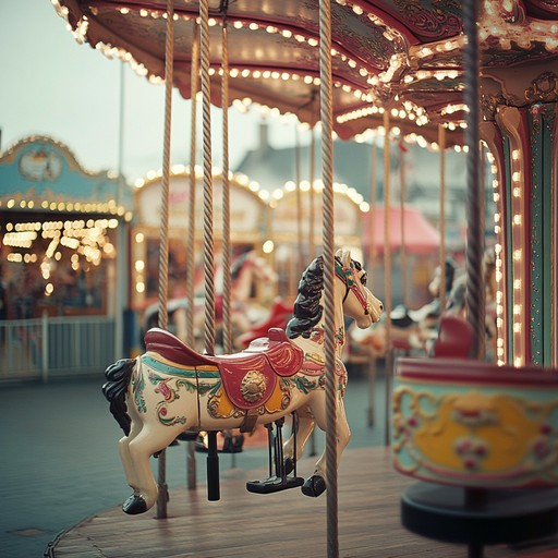 A bright and cheerful instrumental piece that captures the excitement and joy of riding on vintage carousels during festive times, featuring playful melodies reminiscent of old fashioned fairs.