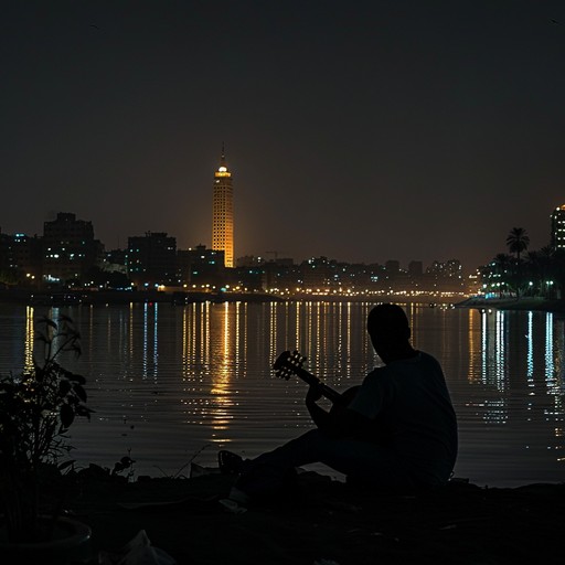 A piece that intertwines the deep, resonant sounds of the oud with modern electronic beats, creating a bridge between ancient egyptian music and contemporary electro. This musical journey suggests a mystical evening where old world charm meets urban sophistication in the heart of cairo. The track starts with a delicate, haunting solo by the oud, setting a meditative mood that gradually escalates with layers of synths and electronic rhythms, encapsulating the vibrant pulse of a city that never sleeps.