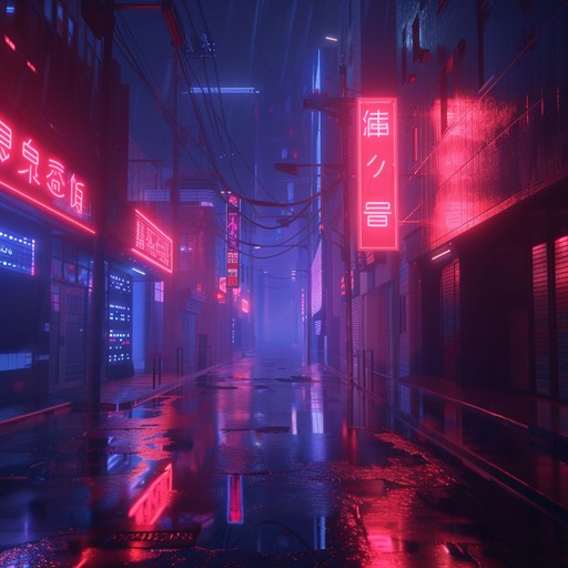 Imagine yourself wandering the rain-soaked streets of a futuristic neo-tokyo at night, neon signs glowing in the darkness, as this brooding cyberpunk soundscape plays. Glitchy electronic beats, haunting synth pads, and pulsing basslines create an immersive atmosphere, evoking images of towering skyscrapers, flying cars, and a world where technology and humanity intertwine.