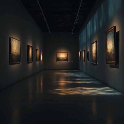 A dramatically haunting piano piece set in a forgotten art gallery. Each note echoes through the shadowy hallways, telling stories of past lives with a profound sense of drama and mystery. The music evokes feelings of introspection and eerie solitude, creating a captivating atmosphere.