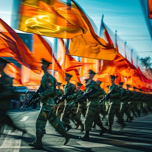 A majestic instrumental march led by triumphant trumpets and supported by a full orchestra. This piece aims to evoke feelings of national pride, unity, and motivation. Its powerful and uplifting tempo makes it perfect for national holidays, parades, or ceremonies, emphasizing a collective sense of achievement