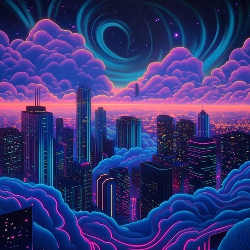 A fusion of atmospheric synths and grime rhythms, this track paints a sonic picture of wandering through a city's neon lit alleys, where the line between reality and dream blurs into a surreal experience.