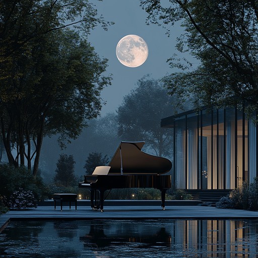 Transport yourself to a serene evening under a moonlit sky, where gentle piano melodies weave through the ethereal atmosphere, creating a reflective and peaceful ambiance. The delicate interplay of notes paints a picture of serene introspection and tranquil beauty.