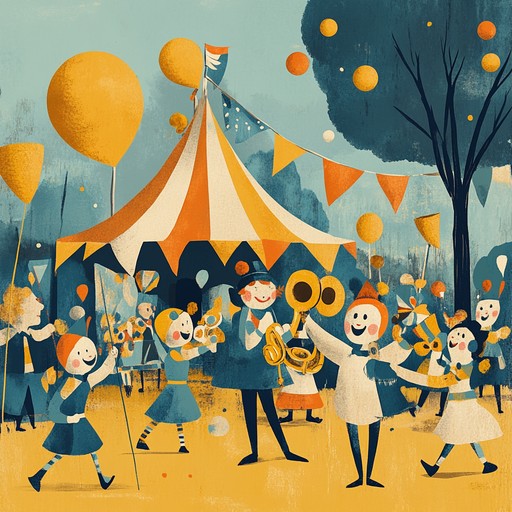 A festive jazz tune infused with toy instrument sounds, creating a celebratory and whimsical parade like vibe. Perfect for evoking playful, energetic carnival scenes.