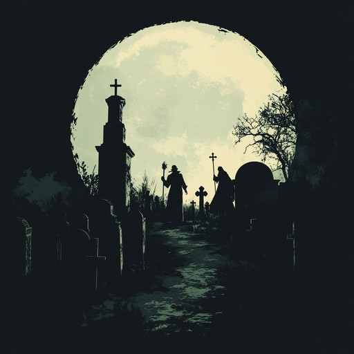 Imagine a whimsical dance party in an eerie cemetery, where ghouls and ghosts twirl around gravestones. This instrumental piece features playful organ leads contrasted with dark basslines and mysterious soundscapes. The blend of gothic and whimsical elements creates a unique auditory experience, transporting listeners to a fantastical, yet eerie celebration.