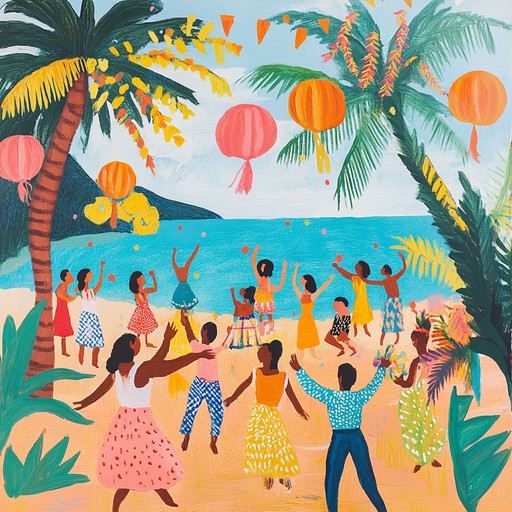 A catchy cumbia track featuring bright tropical elements and infectious rhythms, designed to get everyone moving and celebrating in a vibrant, summery setting.