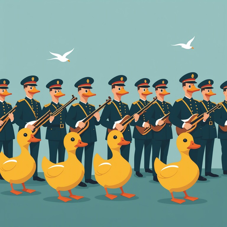 This composition uses the characteristic snare drum to emulate the sound of a military band while injecting a sense of fun and playfulness, as if watching a parade of cartoon ducks disrupting the serious setting of a military procession. The piece evolves with twists and quirks that keep the listener engaged and amused.