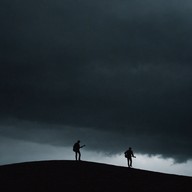 electric guitar wails under stormy skies