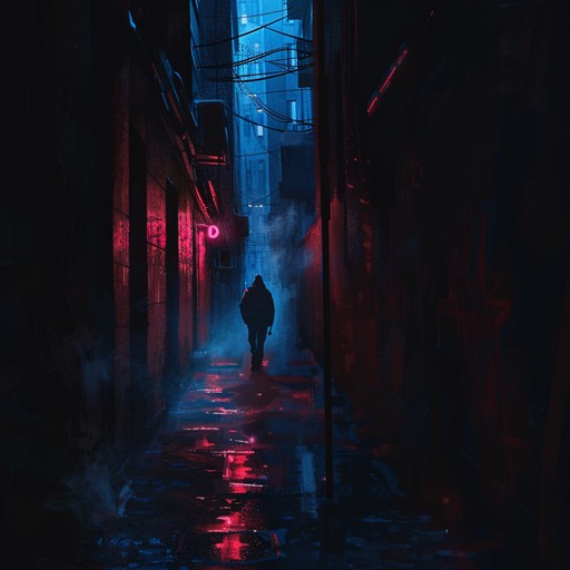 Imagine a high stakes, adrenaline pumping chase through the foreboding, neon lit streets of a dystopian city. Synthesized oscillations and dissonant chords fill the air, painting a picture of looming danger and desperation. Quick, syncopated rhythms underscore the relentless pursuit, while eerie background drones evoke a sense of paranoia.