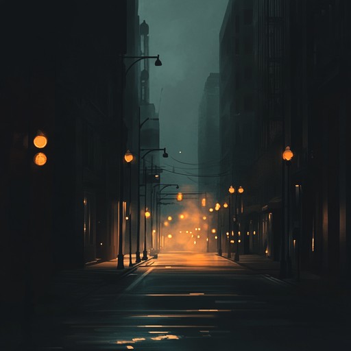 An instrumental lofi composition that evokes the feeling of walking alone through desolate city streets at night, with eerie sounds, haunting melodies, and a subtly ominous atmosphere that builds tension and intrigue.